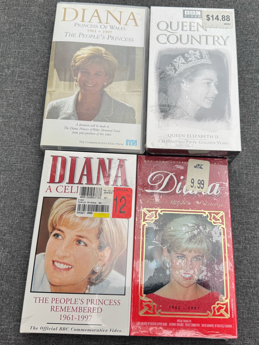 Princess Diana Sealed VHS Tapes - Queen Elizabeth VHS Tapes- UK VHS